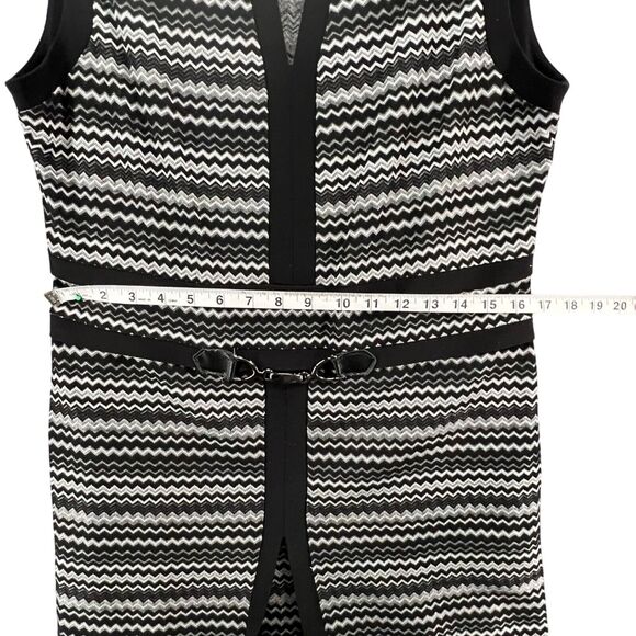 Joseph Ribkoff Knit Dress Womens 12 Black White Zig Zag Stretch Mod Retro Glam - Picture 9 of 12